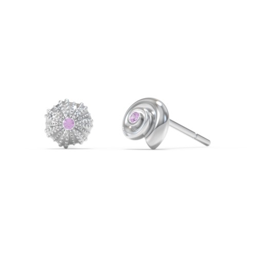 Ocean Collection Studs With Accent - Pair – Sterling Silver with Amethyst