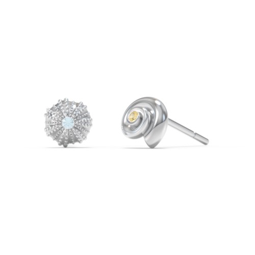 Ocean Collection Studs With Accent - Pair – Sterling Silver with Blue Topaz and Citrine