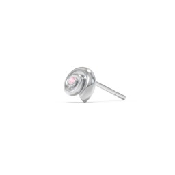 Ocean Collection Single Stud With Accent - Spiral Shell in 925 Sterling Silver with Pink Tourmaline