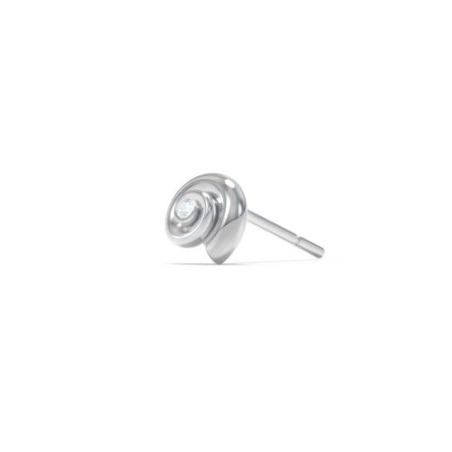 Ocean Collection Single Stud With Accent - Spiral Shell – Sterling Silver with Aquamarine