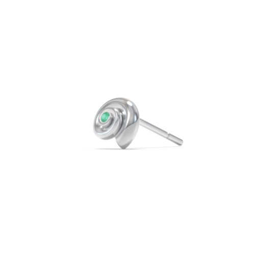 Ocean Collection Single Stud With Accent - Spiral Shell – Sterling Silver with Emerald
