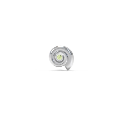 Ocean Collection Single Stud With Accent - Spiral Shell – Sterling Silver with Peridot
