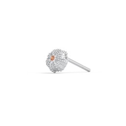 Ocean Collection Single Stud With Accent - Sea Urchin in 925 Sterling Silver with Garnet