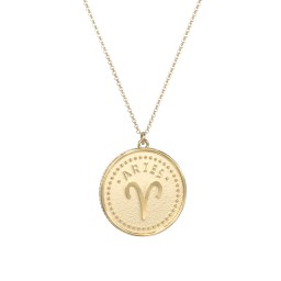 Aries Coin Charm Necklace in 18K Gold Plated Silver