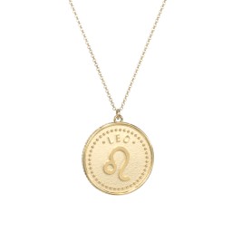 Leo Coin Charm Necklace in 18K Gold Plated Silver