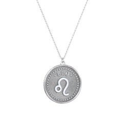 Leo Coin Charm Necklace – Sterling Silver