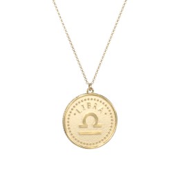 Libra Coin Charm Necklace in 18K Gold Plated Silver