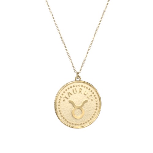 Taurus Coin Charm Necklace – 18K Gold Plated Silver