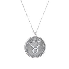 Taurus Coin Charm Necklace – Sterling Silver