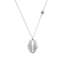 Coffee Bean Shell Necklace with Bezel Set Gemstone