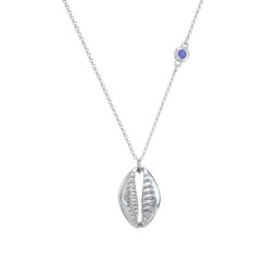 Coffee Bean Shell Necklace with Bezel Set Gemstone