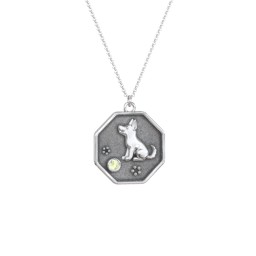 Year of the Dog Engravable Zodiac Medallion Necklace in 925 Sterling Silver with Peridot