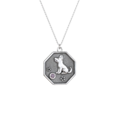 Year of the Dog Engravable Zodiac Medallion Necklace – Sterling Silver with Alexandrite