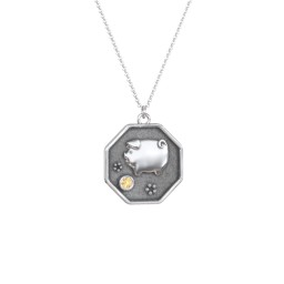Year of the Pig Engravable Zodiac Medallion Necklace