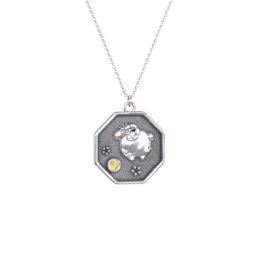 Year of the Ram Engravable Zodiac Medallion Necklace in 925 Sterling Silver with Citrine