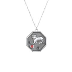 Year of the Tiger Engravable Zodiac Medallion Necklace – Sterling Silver with Citrine