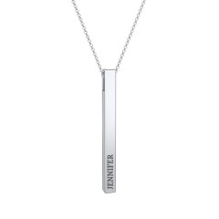 Slim 3D Bar Pendant with 1-2 Engravings