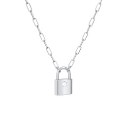 Engravable Lock Necklace with Gemstone