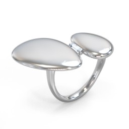 Pebble Statement Ring with Gemstone in 925 Sterling Silver with Aquamarine