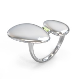 Pebble Statement Ring with Gemstone in 925 Sterling Silver with Peridot
