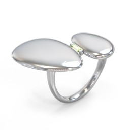 Pebble Statement Ring with Gemstone in 925 Sterling Silver with Peridot