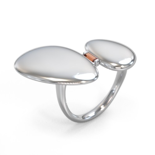 Pebble Statement Ring with Gemstone – Sterling Silver with Garnet