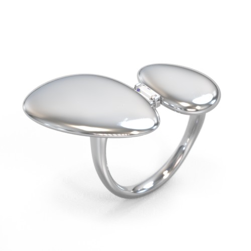 Pebble Statement Ring with Gemstone – Sterling Silver with Cubic Zirconia