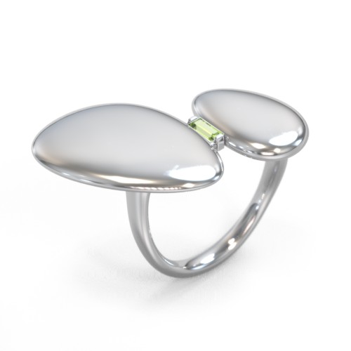 Pebble Statement Ring with Gemstone – Sterling Silver with Peridot