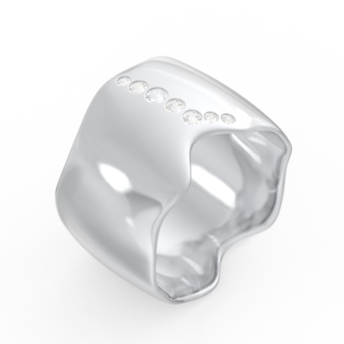 Molten Statement Ring – Sterling Silver with Aquamarine and Cubic Zirconia