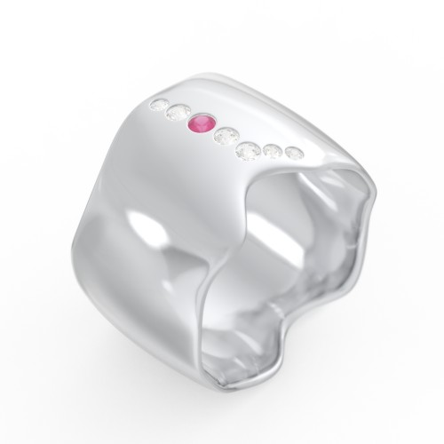 Molten Statement Ring – Sterling Silver with Ruby and Cubic Zirconia