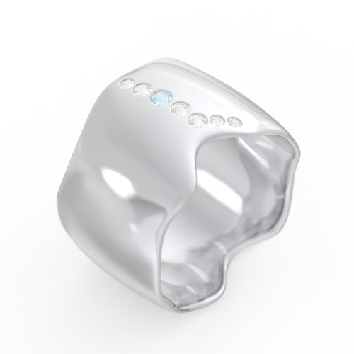 Molten Statement Ring – Sterling Silver with Blue Topaz and Cubic Zirconia