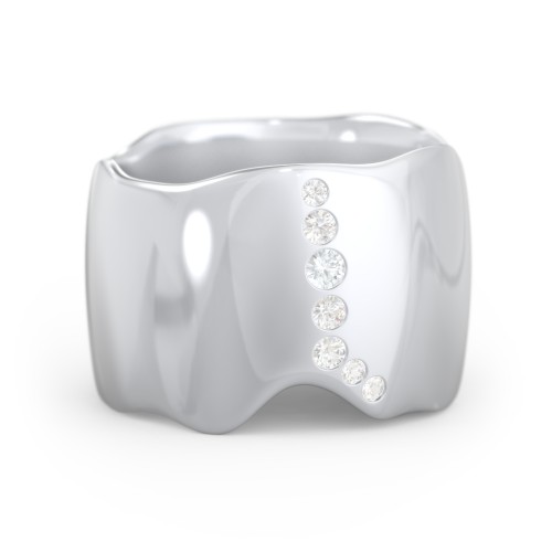 Molten Statement Ring – Sterling Silver with Aquamarine and Cubic Zirconia