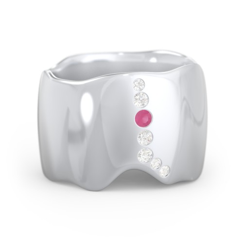 Molten Statement Ring – Sterling Silver with Ruby and Cubic Zirconia