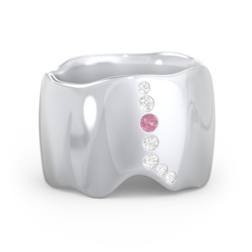 Molten Statement Ring – Sterling Silver with Pink Tourmaline and Cubic Zirconia