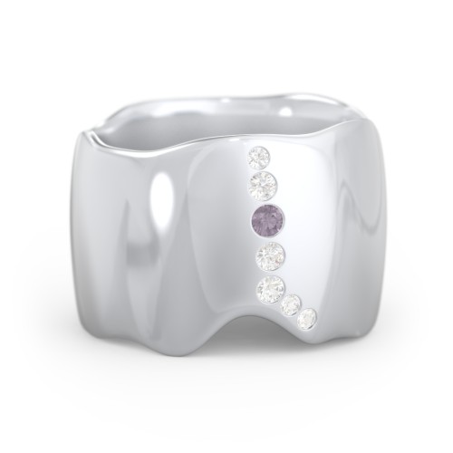Molten Statement Ring – Sterling Silver with Alexandrite and Cubic Zirconia