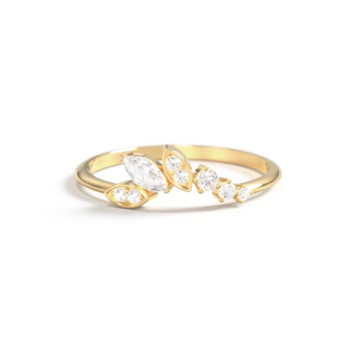 Dainty Marquise Contour Band – 9kt Yellow Gold with Cubic Zirconia