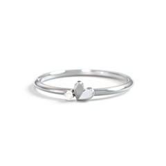 Dainty Folded Heart Ring with Accent – Sterling Silver with Peridot