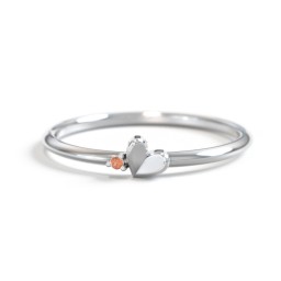 Dainty Folded Heart Ring with Accent in 925 Sterling Silver with Garnet