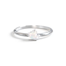 Dainty Diagonal Gemstone Heart Ring with Accent