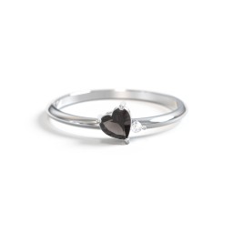 Dainty Diagonal Gemstone Heart Ring with Accent