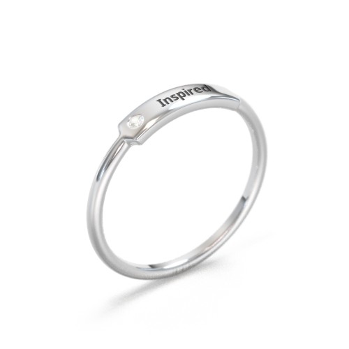 Engravable Bar Ring with Accent