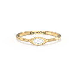 East-West Marquise Ring in 18K Gold Plated Silver with Aquamarine