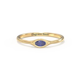 East-West Marquise Ring in 18K Gold Plated Silver with Blue Sapphire