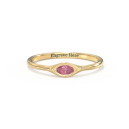 East-West Marquise Ring in 18K Gold Plated Silver with Pink Tourmaline