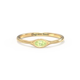 East-West Marquise Ring in 18K Gold Plated Silver with Peridot