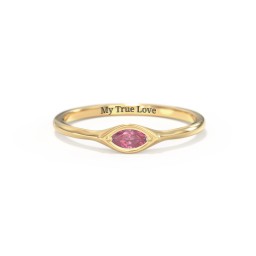 East-West Marquise Ring in 18K Gold Plated Silver with Pink Tourmaline