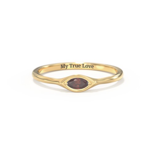 East-West Marquise Ring – 18K Gold Plated Silver with Garnet
