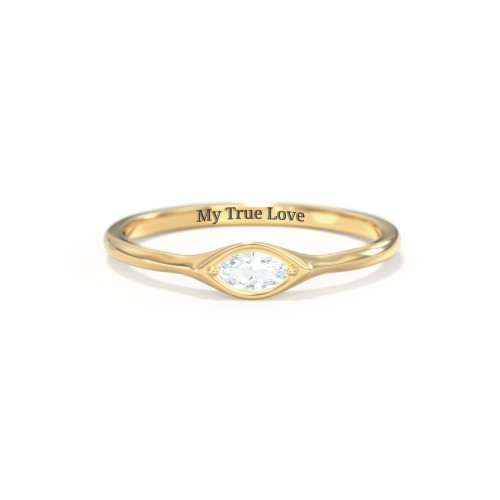 East-West Marquise Ring – 18K Gold Plated Silver with Aquamarine