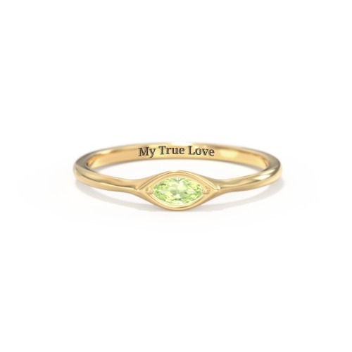 East-West Marquise Ring – 18K Gold Plated Silver with Peridot
