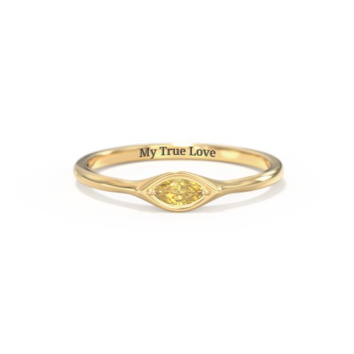 East-West Marquise Ring – 18K Gold Plated Silver with Citrine